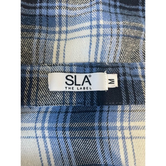 SLA The Label Women's Oversized Grandad Shirt Medium Flannel‎ Top Tartan Shacket - Picture 7 of 8